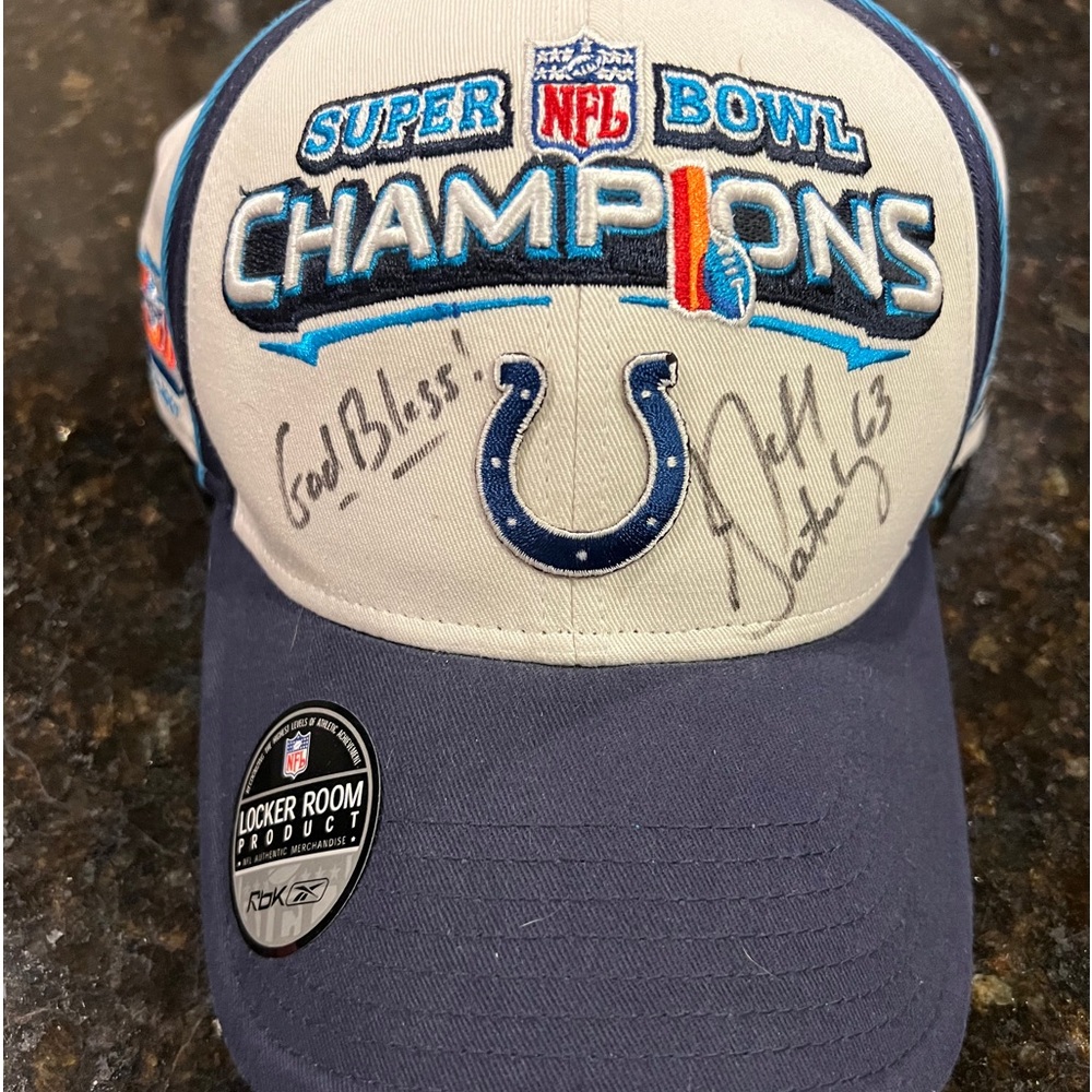 Jeff Saturday Signed Super Bowl Hat